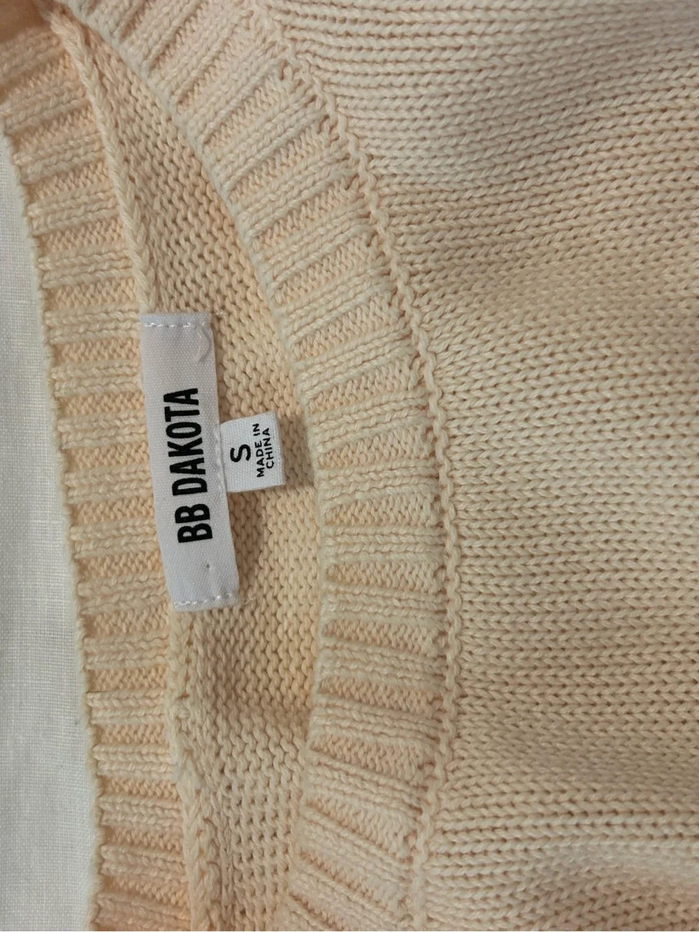 BB Dakota Cream Textured Bubble-Sleeve Crewneck Sweater